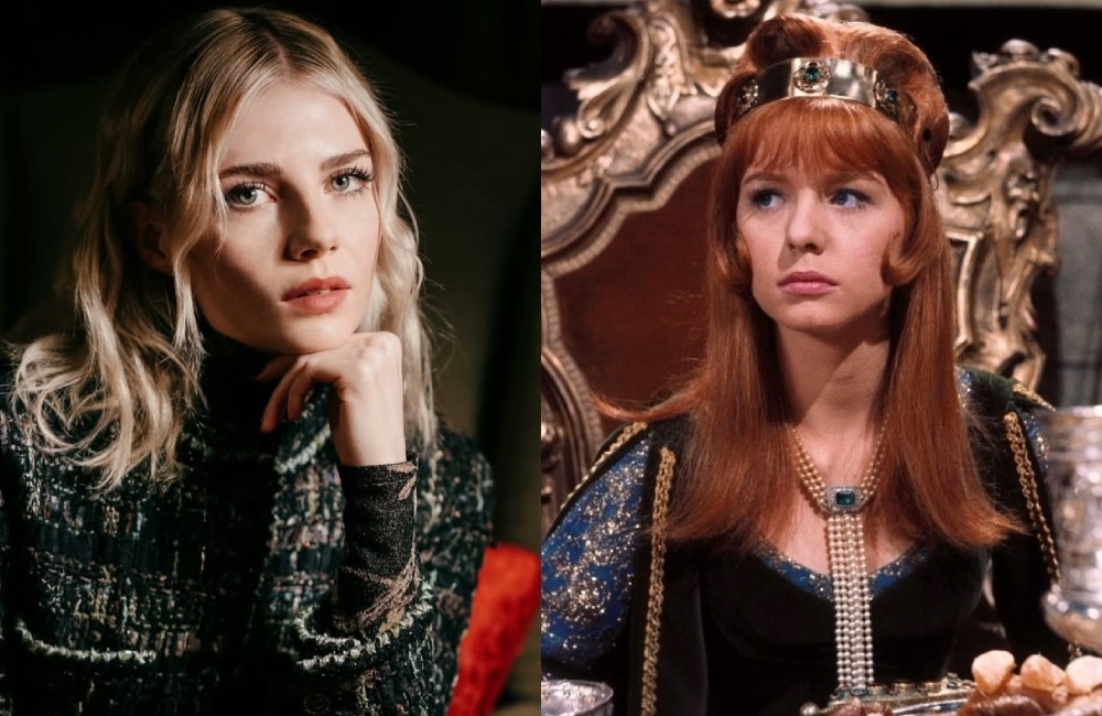     Люси Бойнтон и Джейн Эшер / Фото: соцсети Люси Бойнтон и кадр из фильма «Маска красной смерти» (1964)