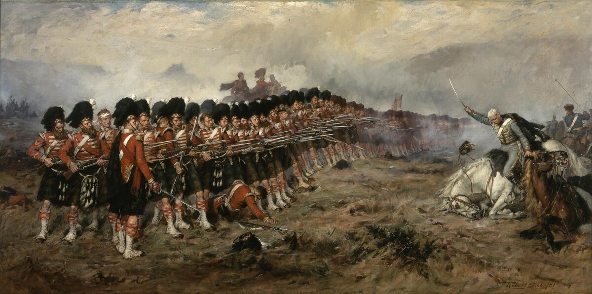 «Тонкая красная линия» (The Thin Red Line). Painting entitled The Thin Red Line, oil on canvas, by Robert Gibb, 1881https://en.wikipedia.org/wiki/Robert_Gibb_(painter)
