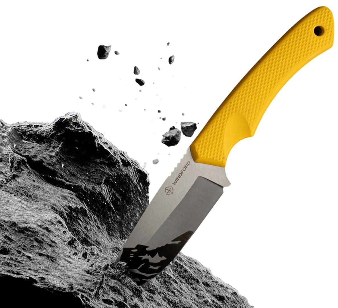 Туристический нож Windford Тесей сталь N690 cryo, жёлтая рукоять G10