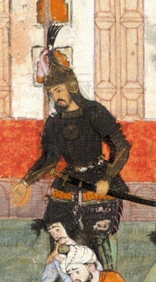 Бабур в доспехах. Был знатный воин