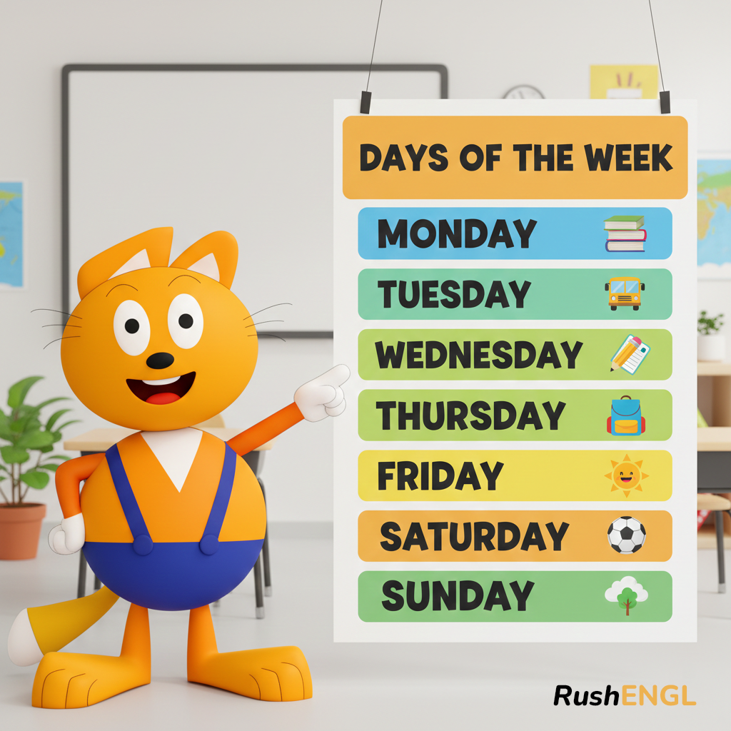 Визуальная шпаргалка: дни недели на английском в одной схеме