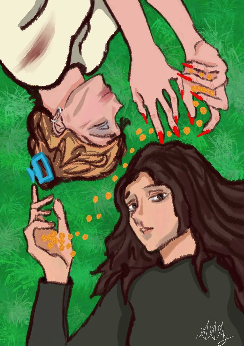 Мой арт. В книге не описывается внешность главных героинь — этот арт отражает моё личное видение их облика. Внизу Вика, а сверху Лика.