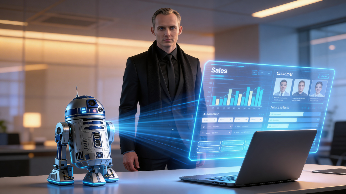 Авторский постер по теме статьи https://oastek.ru/p/crm-droid-r2-d2-assistant-for-your-website/
