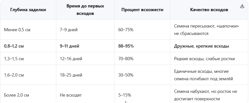 Как глубина влияет на скорость и дружность всходов