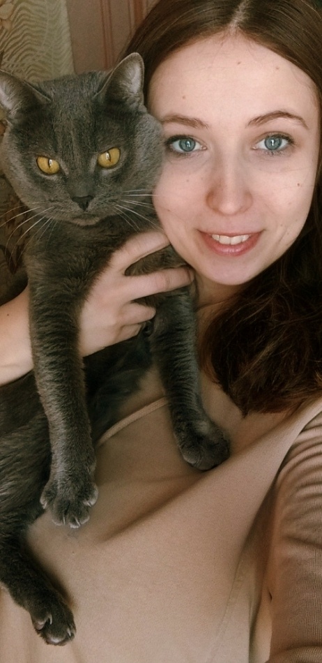 Евгения Саженцева с котом Томасом 