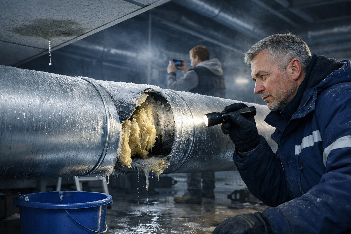 повреждение теплоизоляции под кожухом