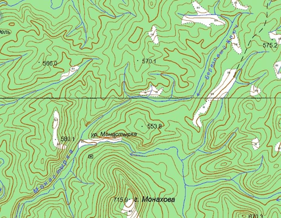 Ручей Березовый Ключ. Фрагмент карты, 2001г.