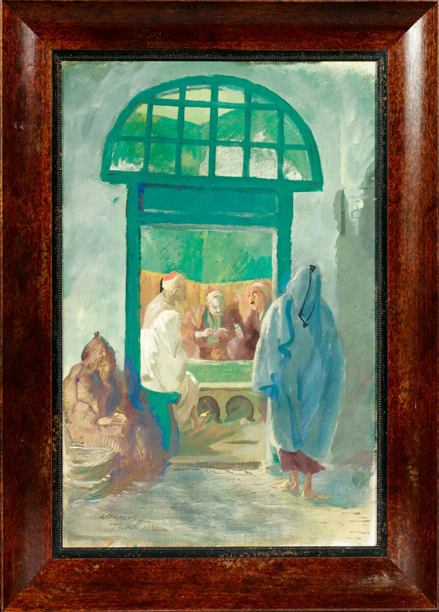 «В Тунисе», 1930 г., холст на картоне, масло, 72,5 х 42,2 см. Источник: https://hammerprice.artsreda.ru