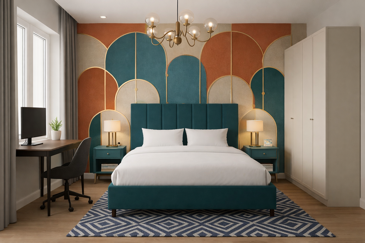 Первый вариант оформления (яркая стена) 