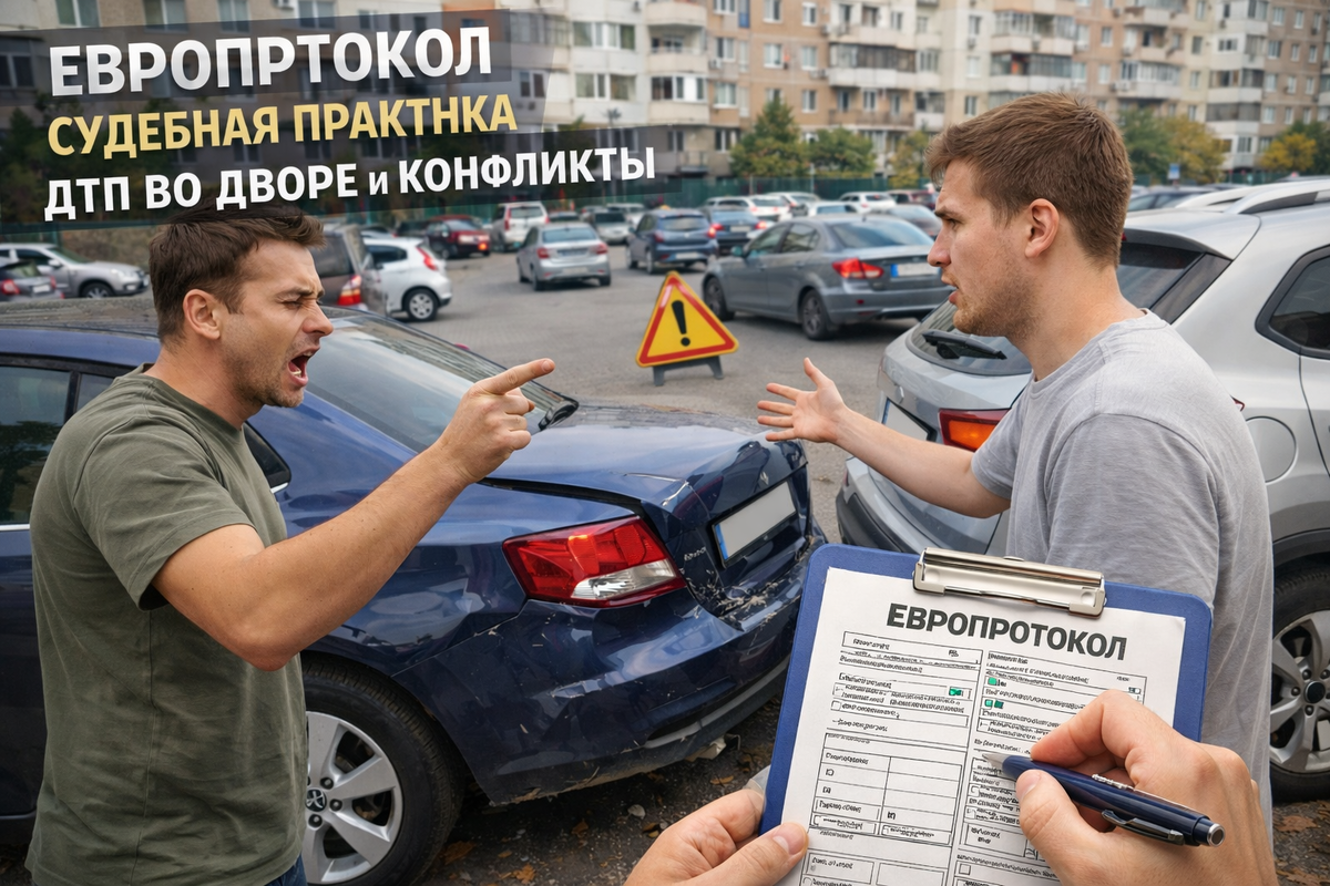 (европротокол, судебная практика, ДТП во дворе и конфликты)
