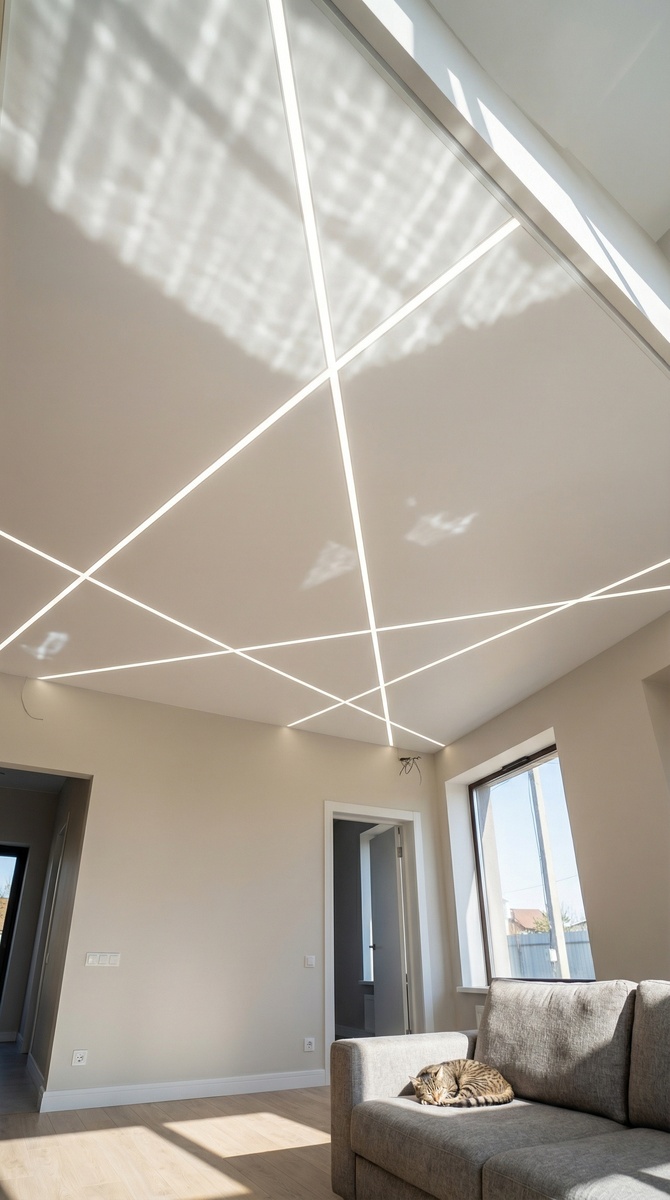 Световые линии на натяжном потолке