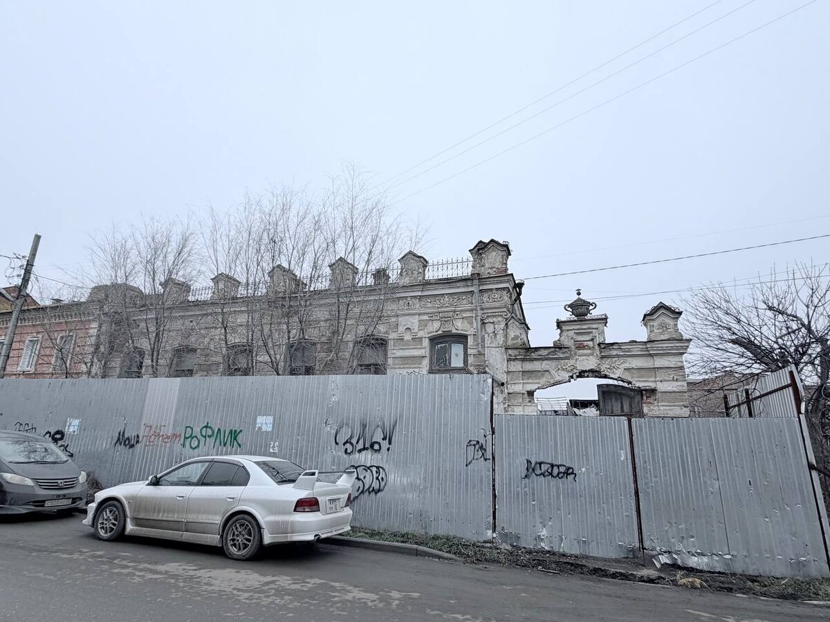 Вот он, красавец за профнастилом. Закован, спрятан, но всё равно держит спину. Даже в серый февраль