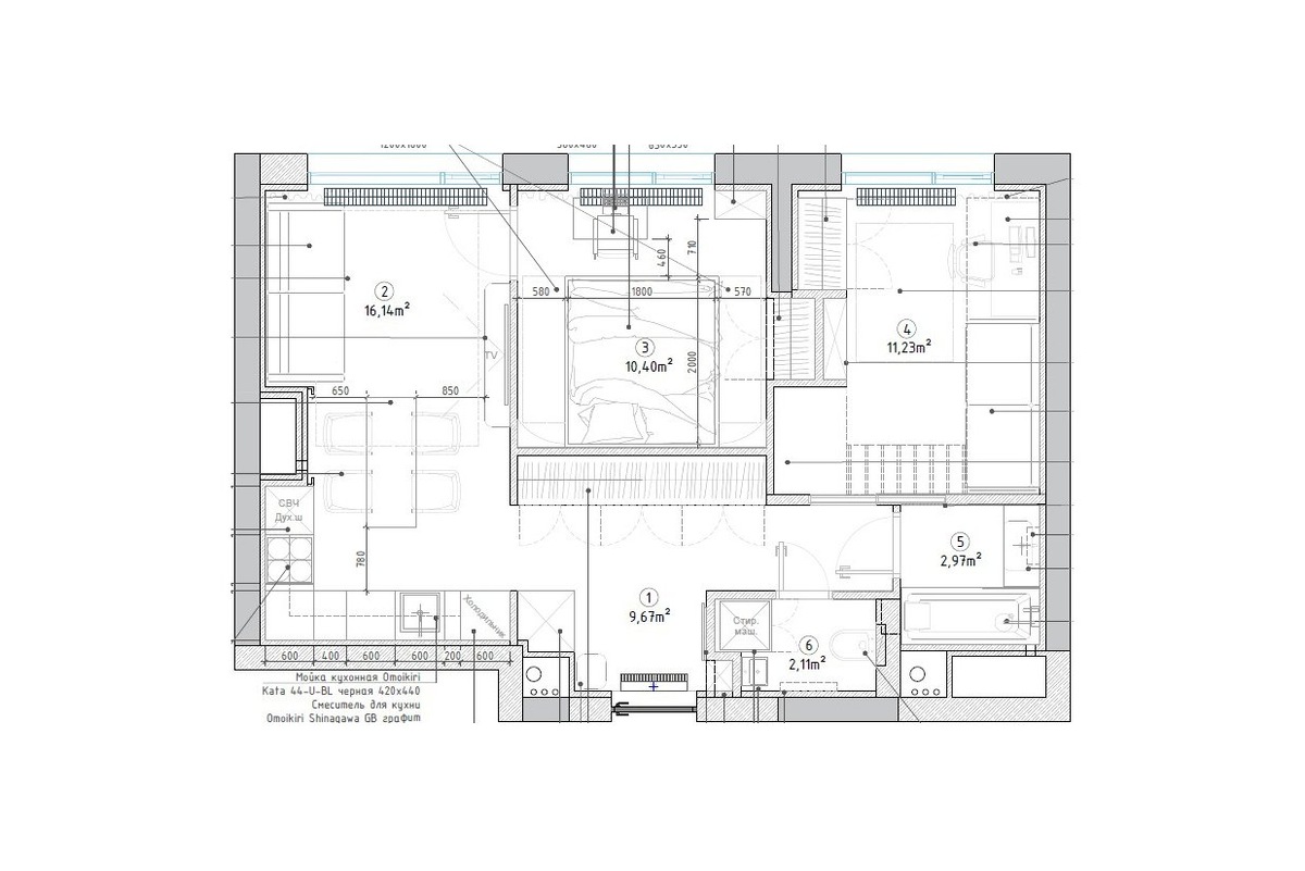 Итоговая планировка и расстановка мебели