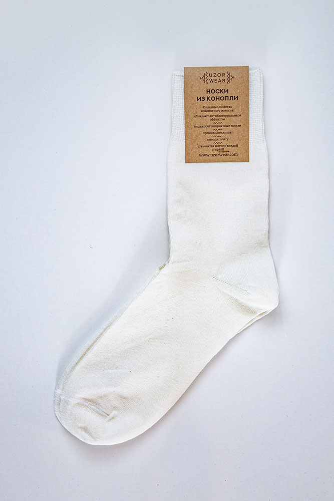 Мужские белые носки из конопли Uzor Wear