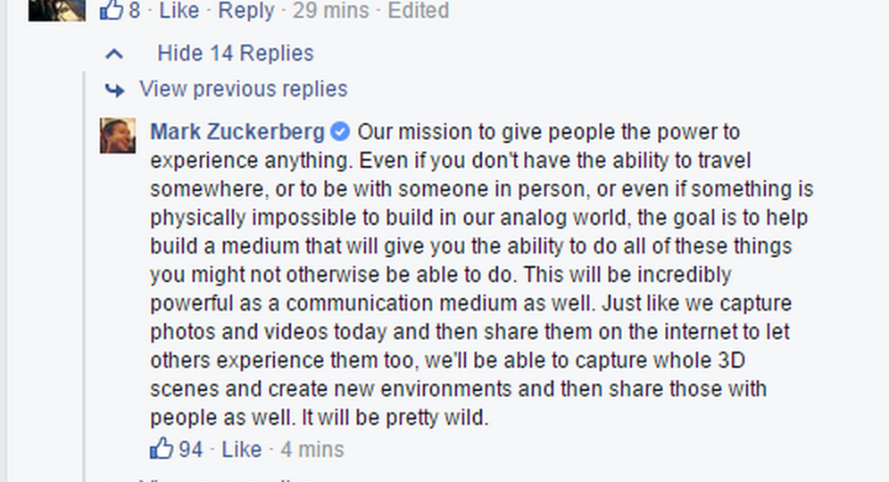Марк Цукерберг о будущем коммуникации и познания мира
