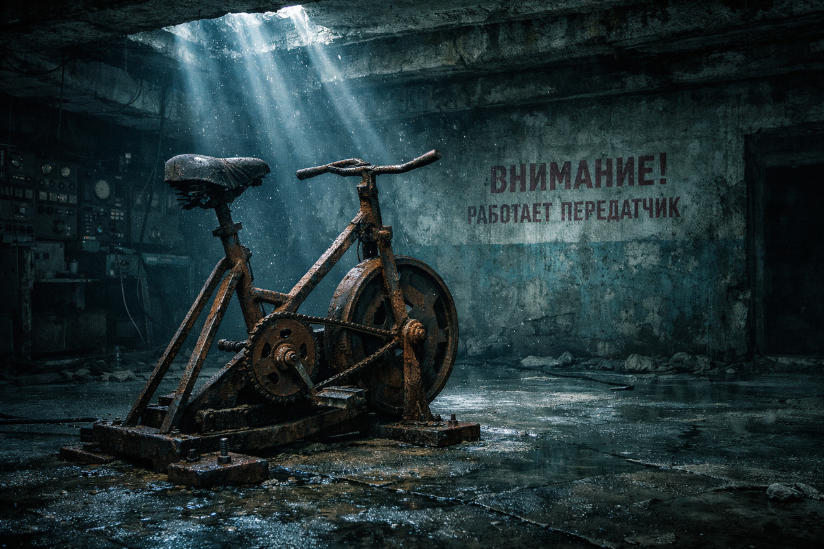 Заброшенный вело-генератор в бункере связи