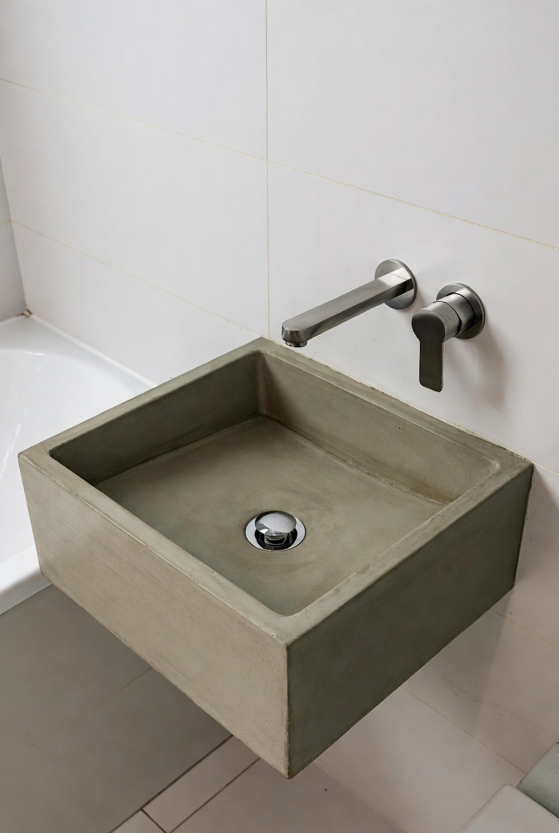 Подвесная раковина из микроцемента