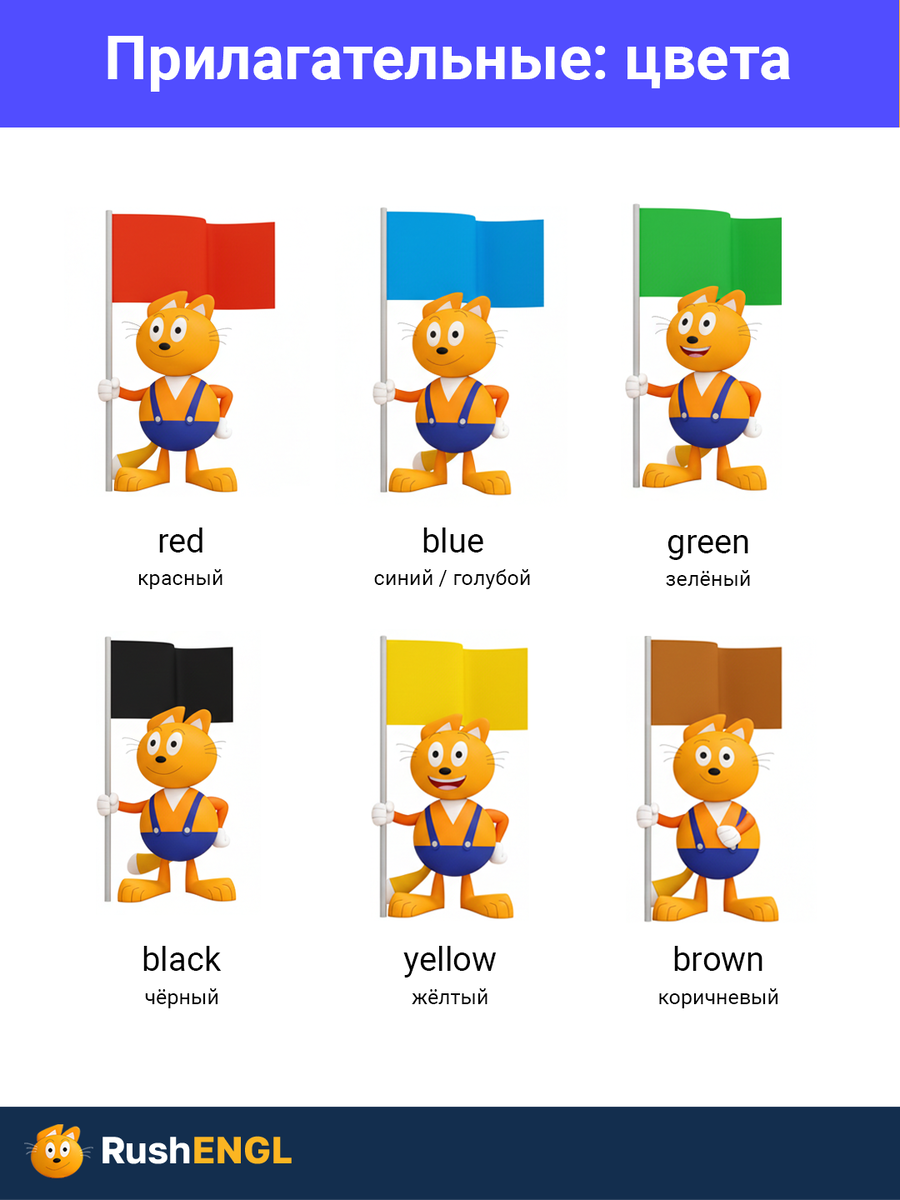 Визуальная шпаргалка: основные цвета с переводом для изучающих английский язык