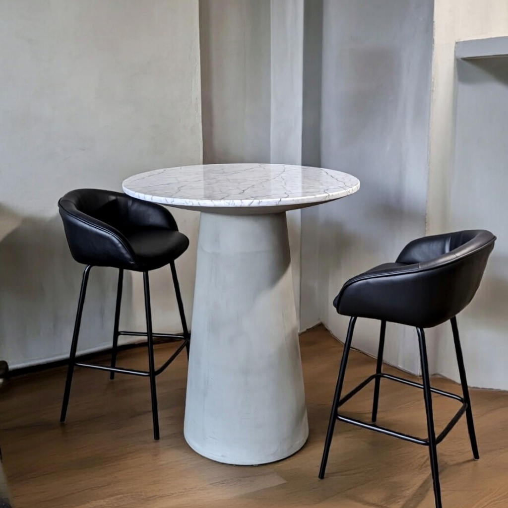 стол кофейный из микроцемента мраморной столешницей