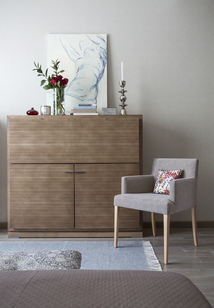 Спальня в проекте Ирины Кривцовой, в районе старого фонда Москвы. Фото Е.Кулибаба.