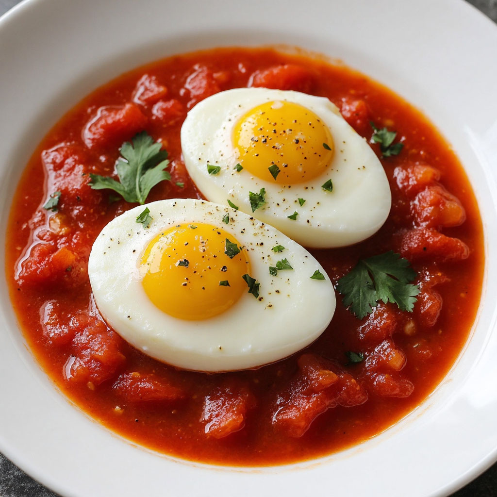 «Драконьи яйца» (пашот с томатным соусом)