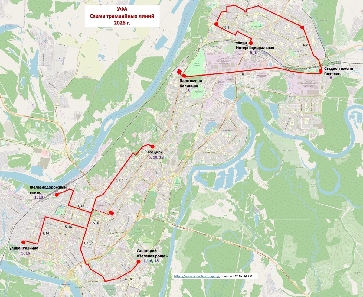 Схема трамвайных линий