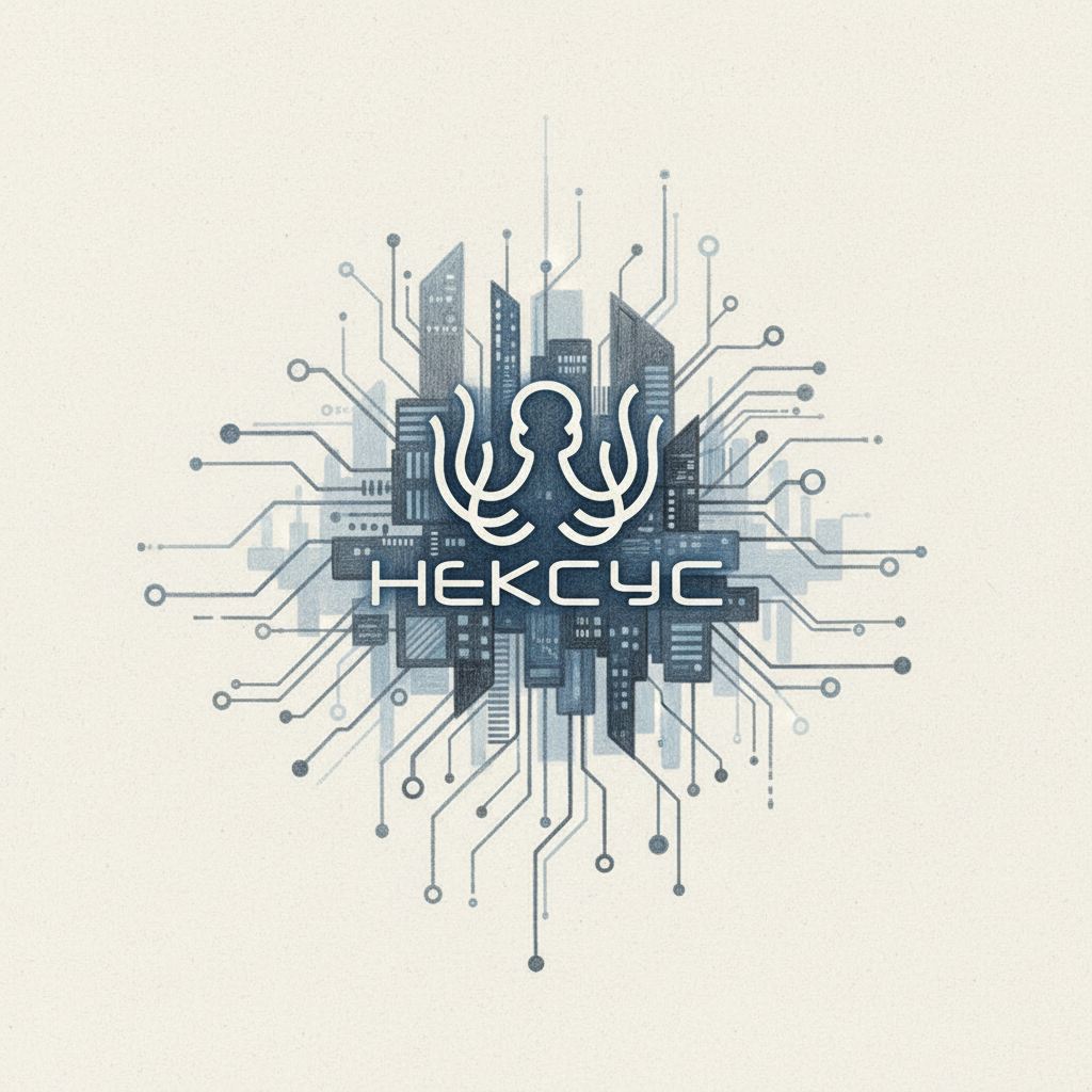 Осьминог ассоциируется с интеллектом, гибкостью и многозадачностью, каждая «рука» может работать отдельно, но вся система действует слаженно, как модули НЕКСУС, ГАНИМЕД, СФОРДЕКС, депозитарий, маркетплейс. Щупальца напоминают ветвящуюся сеть или блокчейн‑граф - множество точек взаимодействия с проектами, инвесторами, регуляторами и сервисами. Надпись «НЕКСУС» под символом закрепляет идею: осьминог — это не просто животное, а образ «узла» и «связей», цифрового хаба, который объединяет участников рынка.