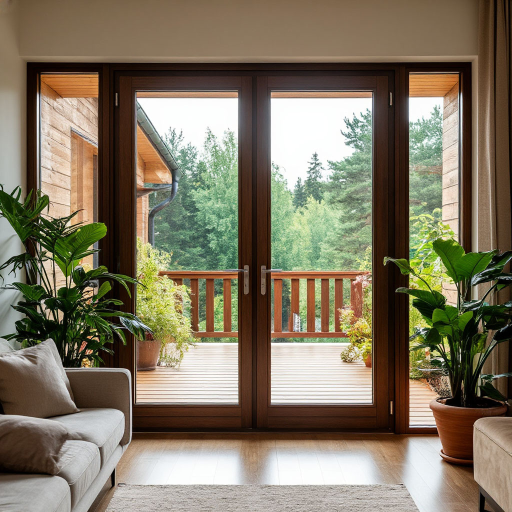 Двери ПВХ из гостинной на террасу