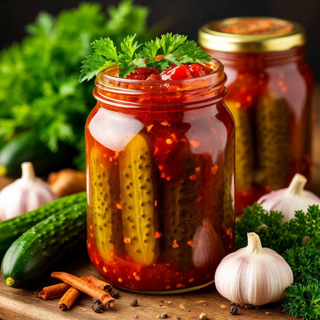 ОГУРЦЫ «Чили»  с медом на зиму.