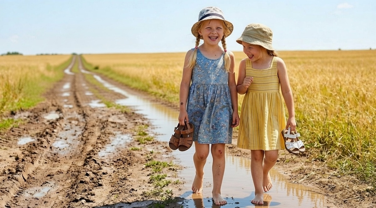 Речка была в километре, через поле и берёзовую рощу. Мы шли босиком, земля была тёплая и мягкая после вчерашнего дождя. 