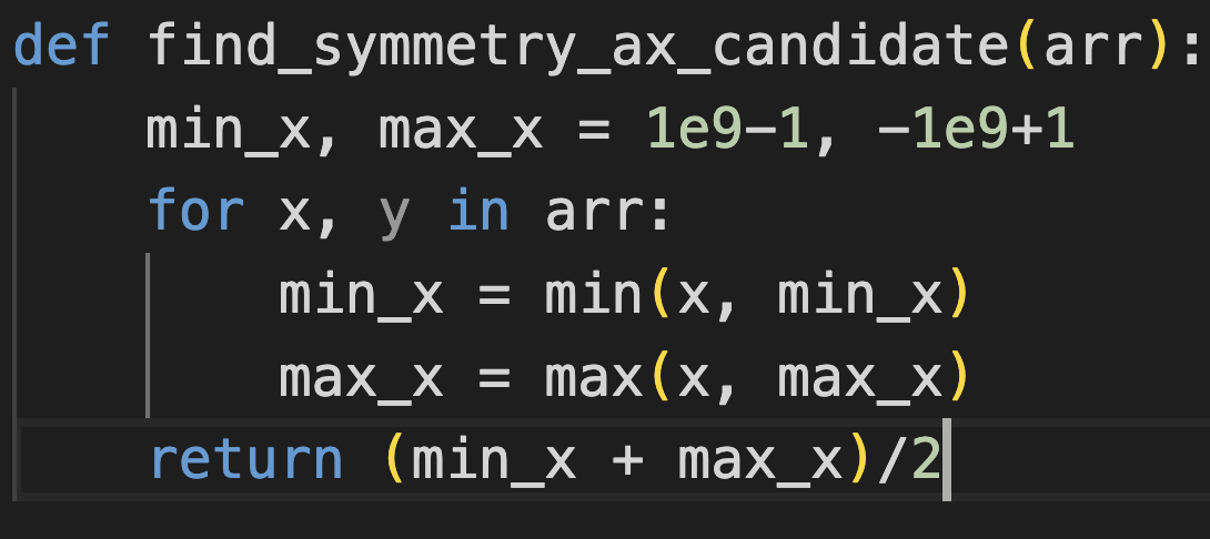 Код на python с нахождением кандидата за 1 проход
