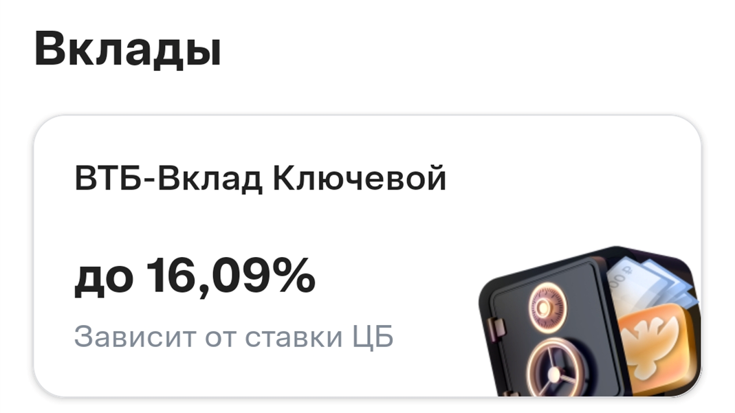 ВТБ. Вклад с плавающей ставкой.