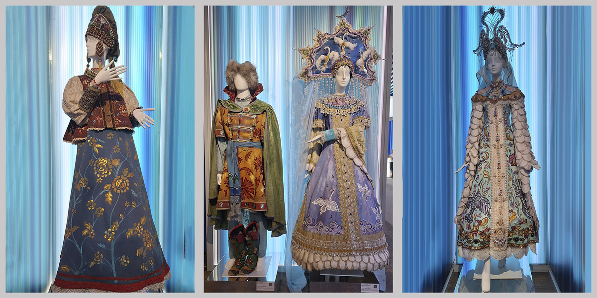 Художник по костюмам Лиза Анисимова. Техника: ручная роспись по ткани, вышивка, декорирование жемчугом и бисером.