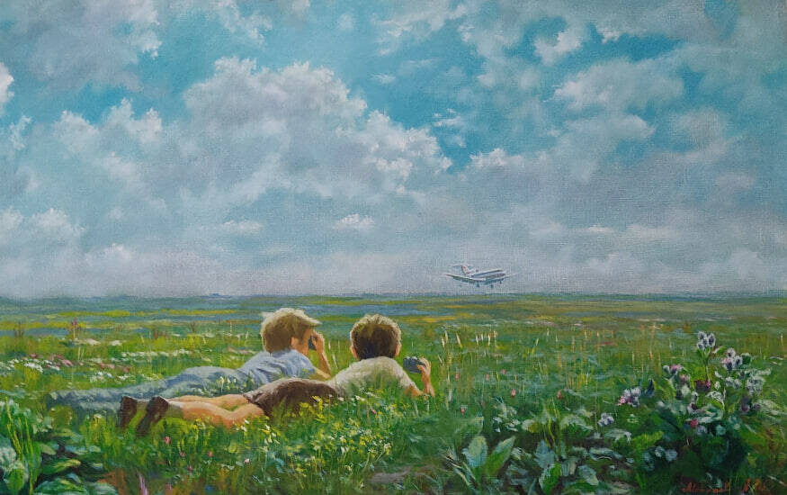 Асхат Макраев "Юные фотографы", 2026 г. Холст. масло, 60х90см.