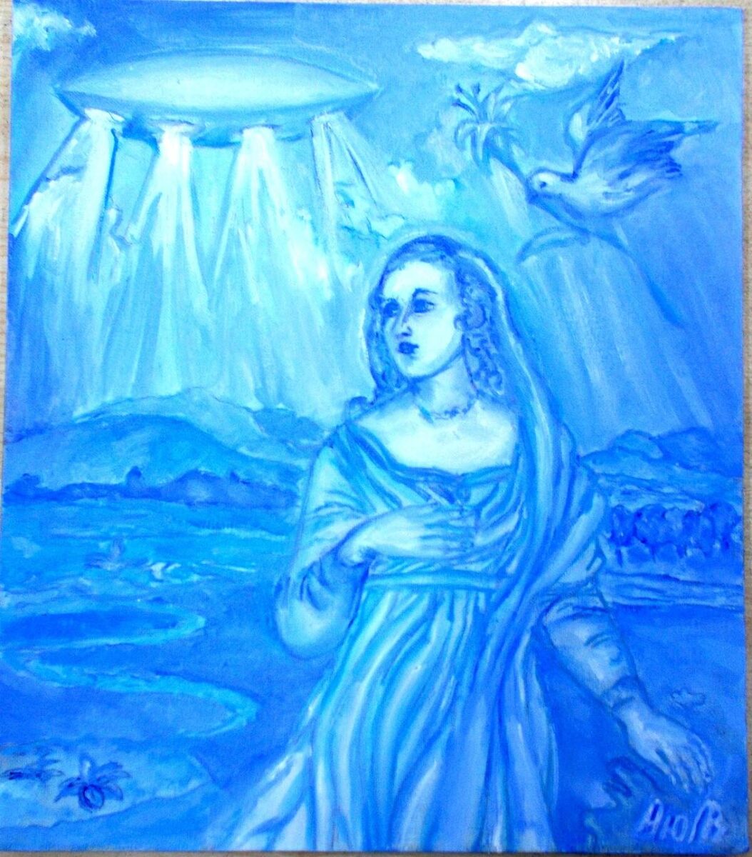 Лада Аюдаг. В Благовещение с Мадонной Рафаэля. 2023. Холст на карт. Масло, 39,5х34,5b - копия