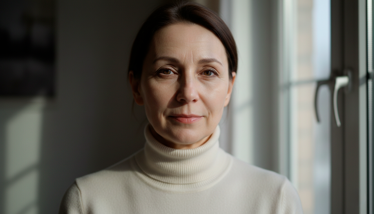 Та же женщина, тот же свет. Молочный свитер. Лицо ожило.