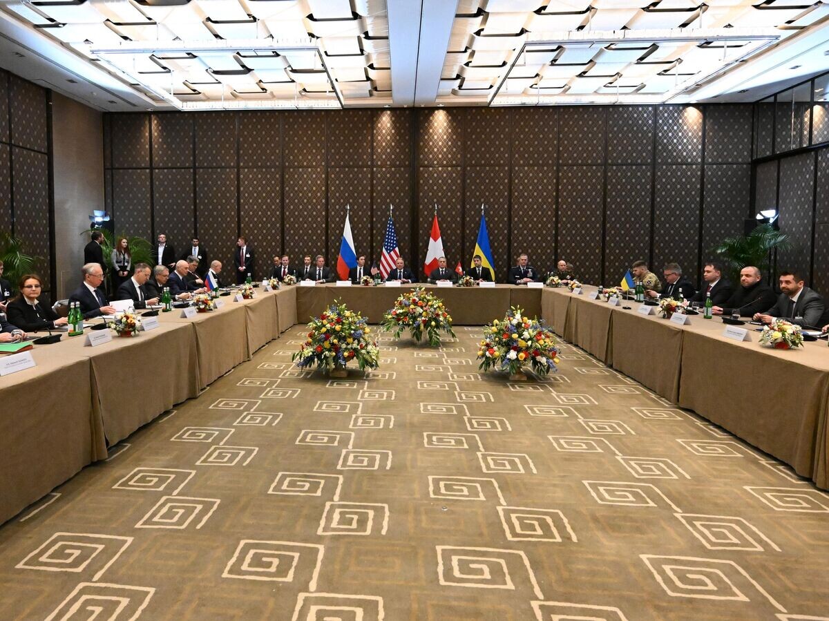    Участники трехсторонней встречи делегаций России, США и Украины в Женеве | © РИА Новости / Екатерина Чеснокова