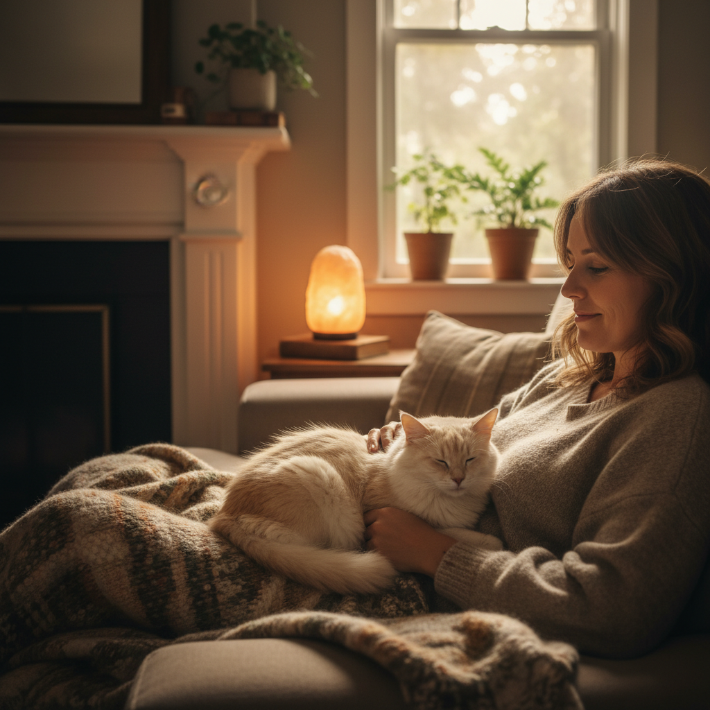 Кот создаёт атмосферу уюта и помогает расслабиться дома