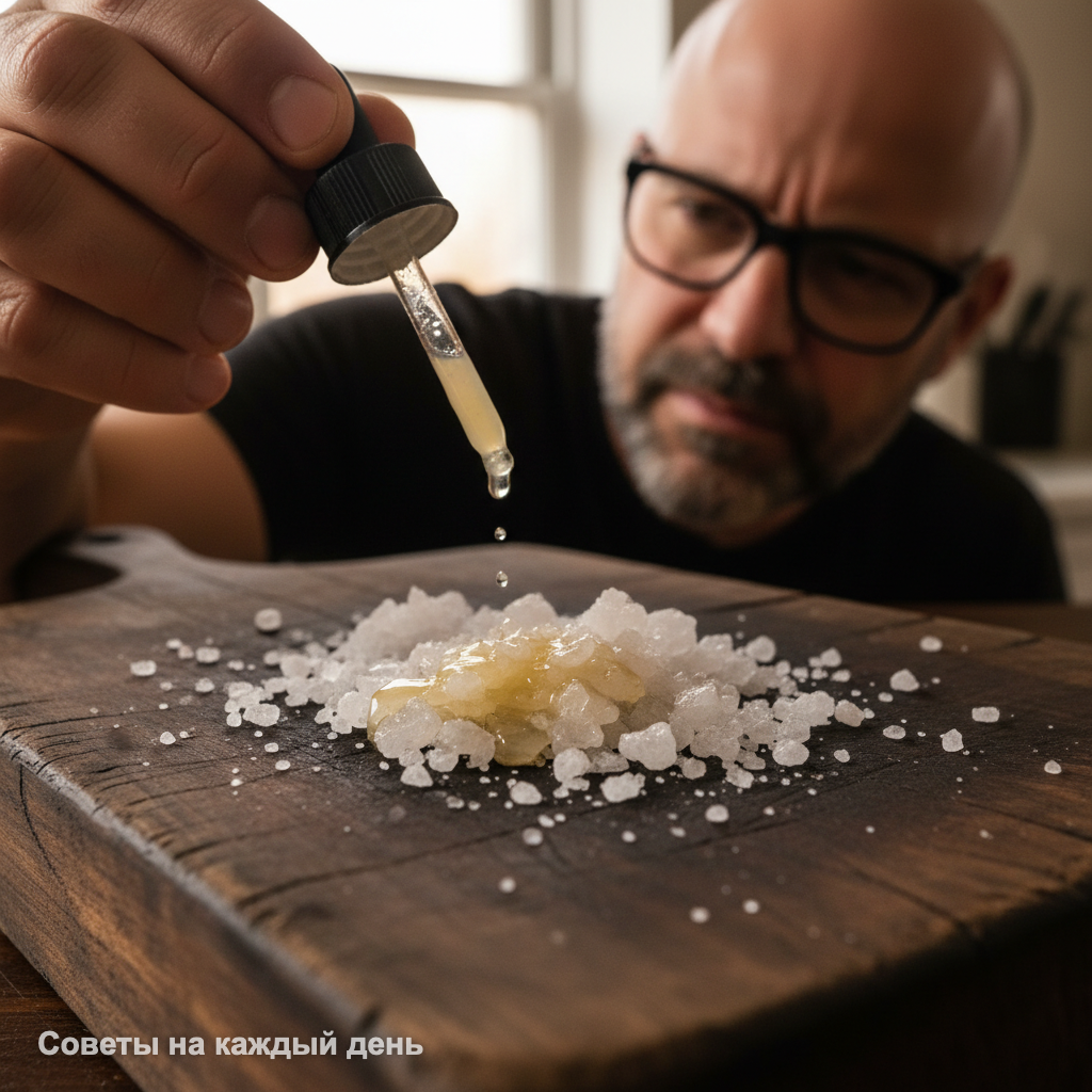 Крупная соль работает как мягкая наждачная бумага, выбивая грязь из самых глубоких волокон.