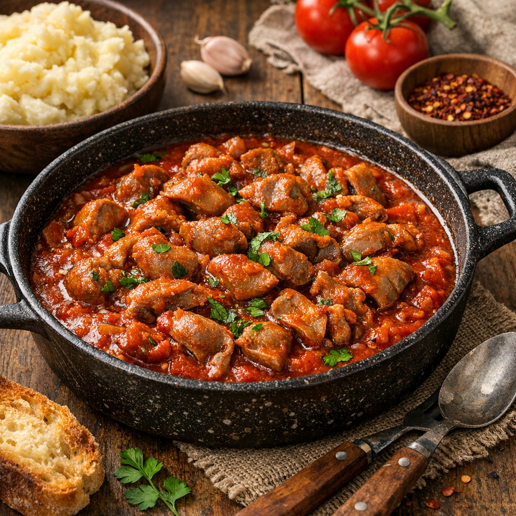 Куриные желудки в томате