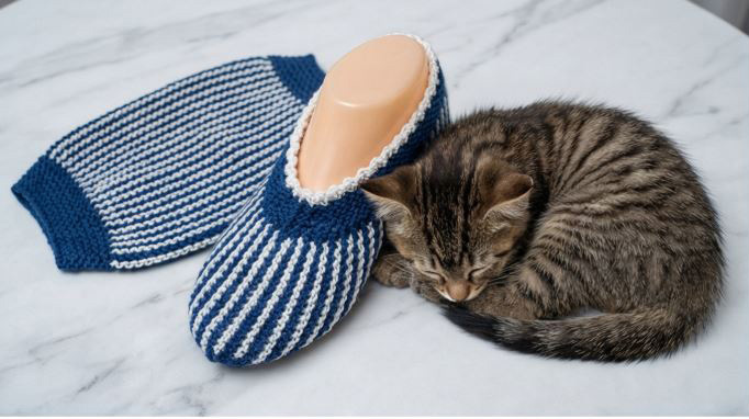 Следки спицами одним полотном: два цвета, короткие ряды и всего 2 шва (справится даже новичок) 🙂