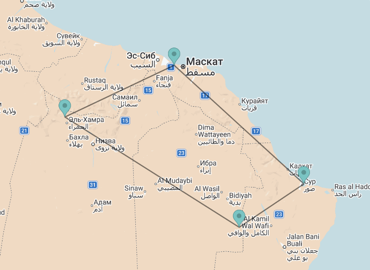 Карта Омана