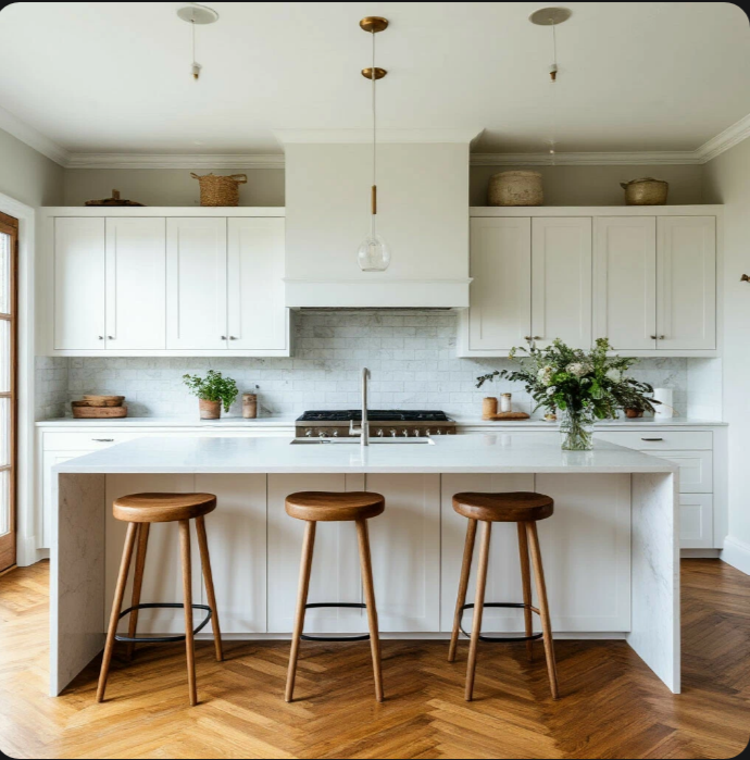 кухня с белыми фасадами 