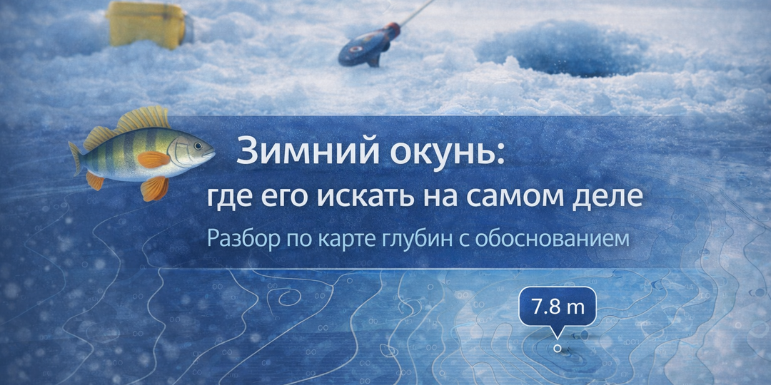Зимний окунь: где его искать на самом деле. Разбор по карте глубин с обоснованием.