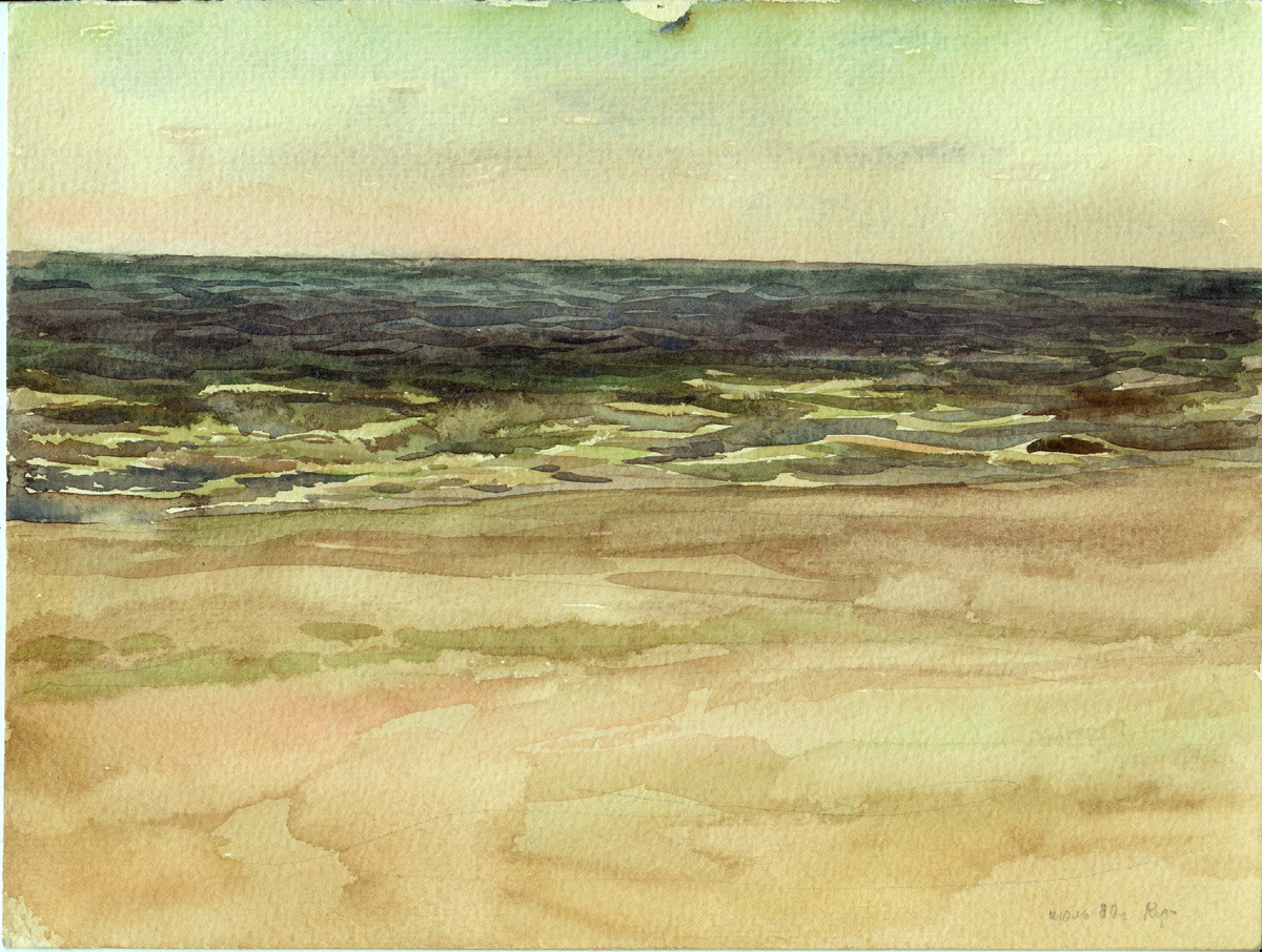 Пресняков А. С. Рижское взморье. Прибой. 1978 г., бум., акв., 18,4х24,5