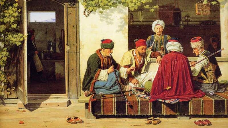    Мартинус Рёрбюе. Игроки в шахматы в турецкой кофейне(фрагмент). 1845