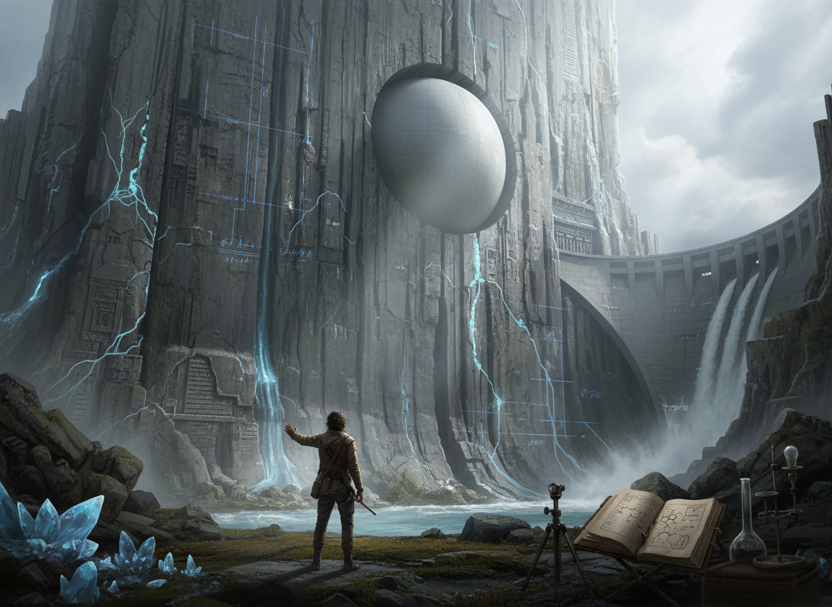 Визуализация мощи, вечности и скрытой сложности бетона. Контраст грубой, монументальной фактуры и почти живой, тёплой текстуры, скрывающей тайну тысячелетий.