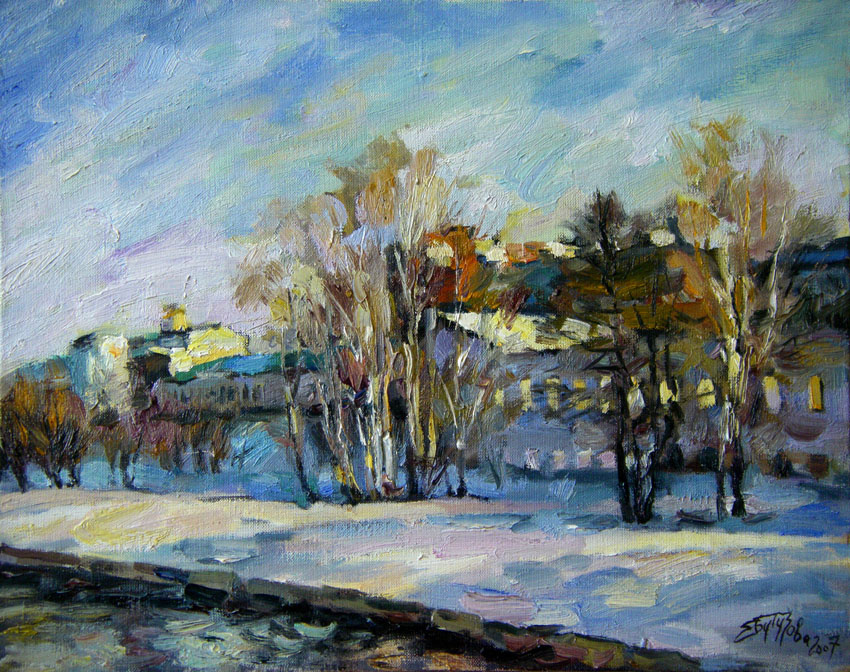 Бутузова Елена "Плотинка" 
40х50 хм 2007 г