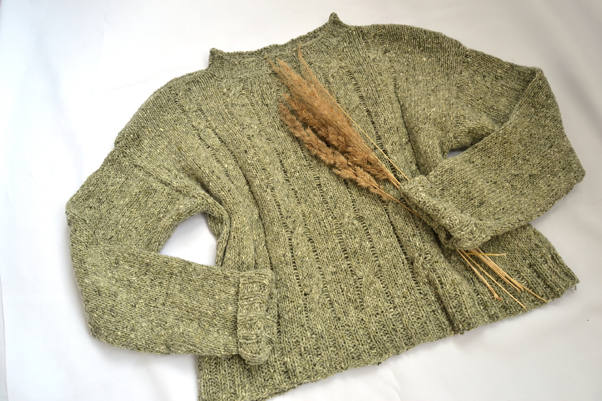 Джемпер из бобинного твида "папоротник"