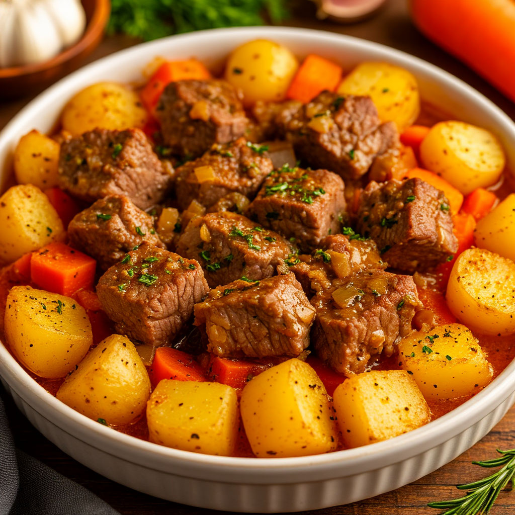 КАРТОФЕЛЬ ЗАПЕЧЕНЫЙ С МЯСОМ